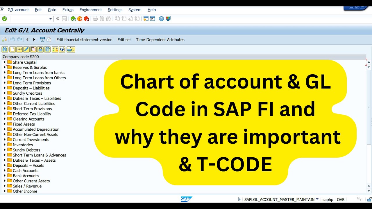 What is Chart of Accounts & G/L Code in SAP FI ? | SAP Finance Basics : T-code