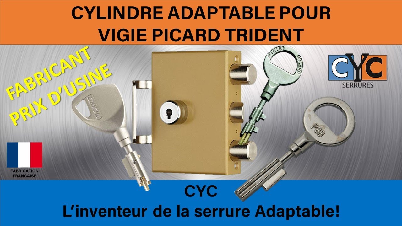 clé HERACLES serrure type VIGIE PICARD changer remplacer le cylindre par adaptable CYC  débrayable
