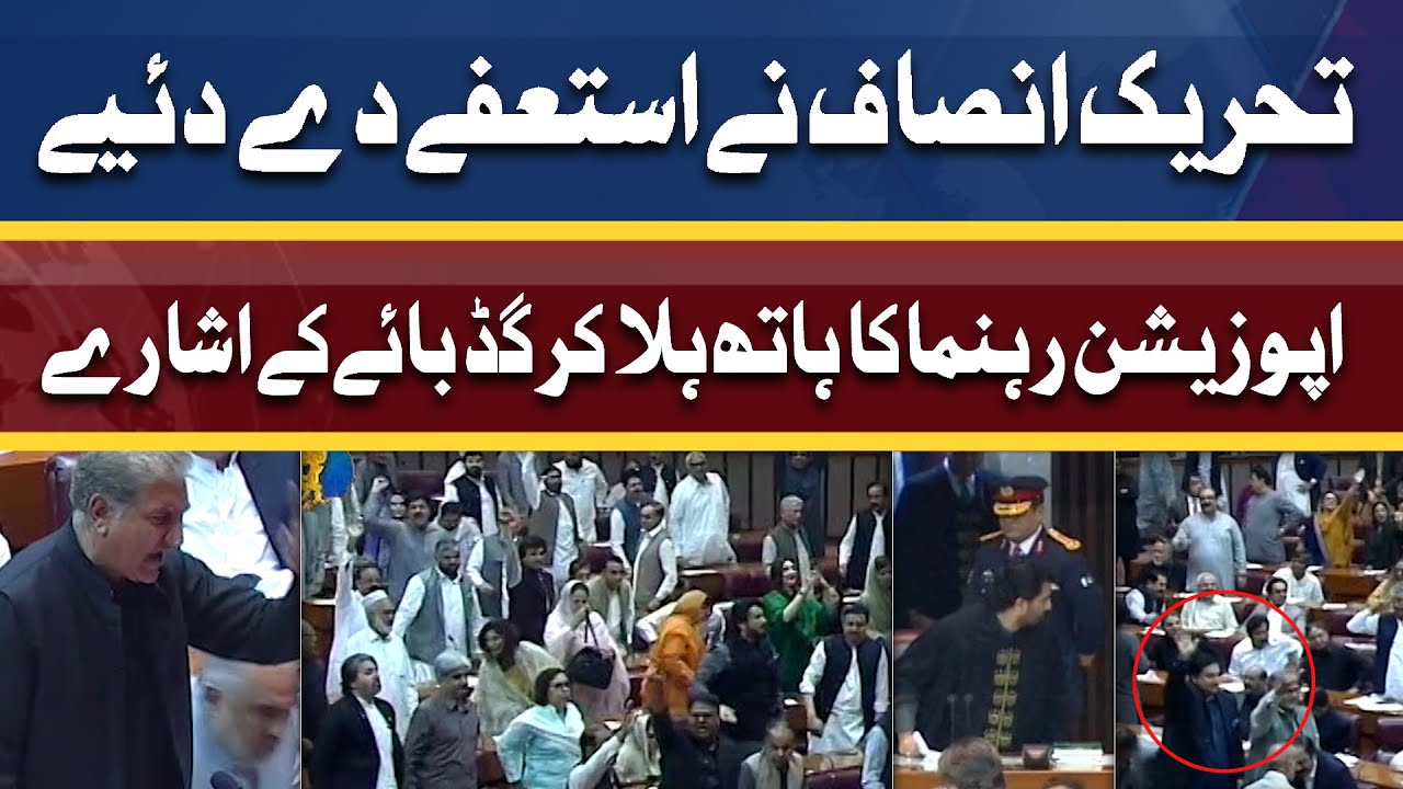 PTI MNAs give resignations announce to boycott election of PM in National Assembly Session