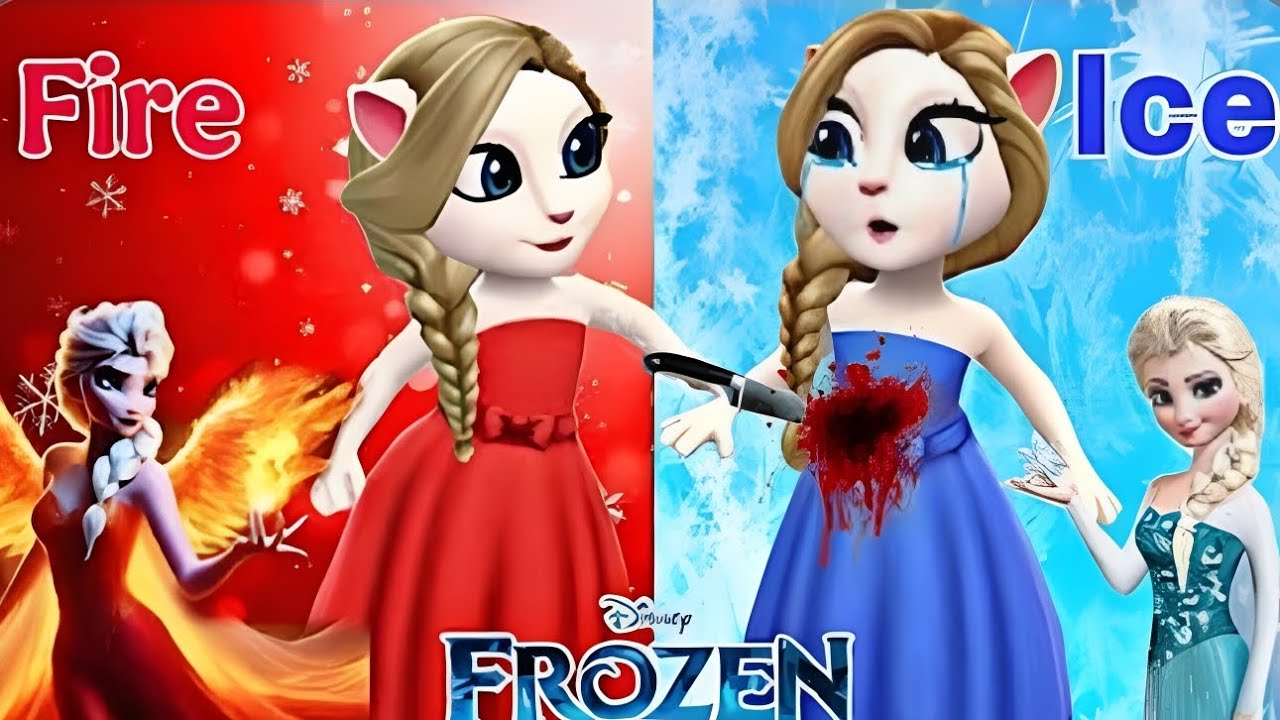 My talking anglea 2 || Frozen || Fire elsa killed ice elsa || Fire vs ice || Cosplay 💖