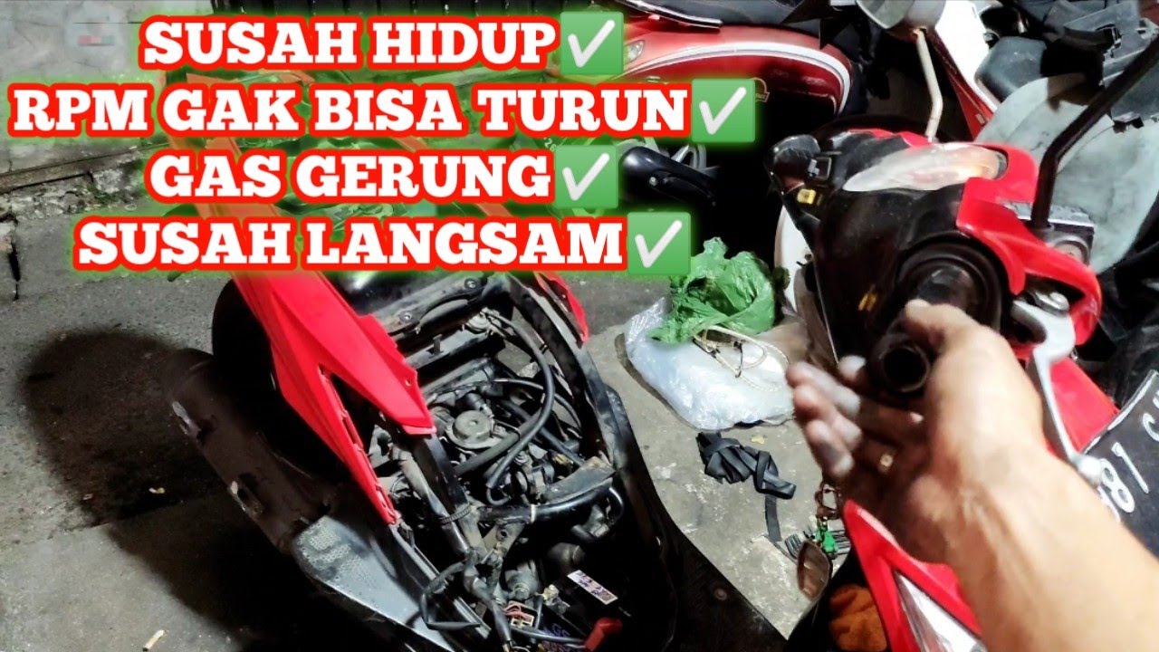 Cara mengatasi karburator gerung gak bisa langsam Rpm susah turun dan pagi susah hidup / suzuki next