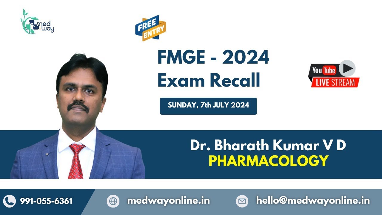 Pharmacology - FMGE Recall 2024 By Dr. Bharath  kumar VD