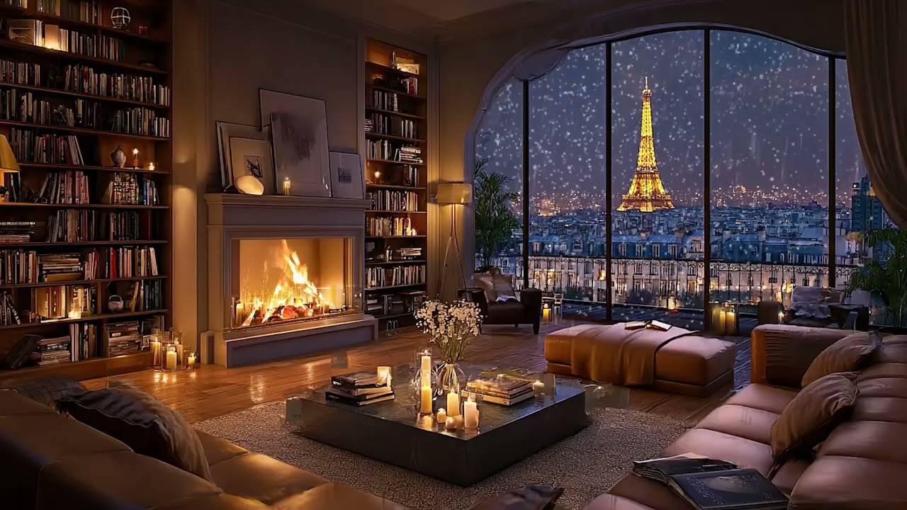 Warm Fireplace Jazz Evening 🎷🔥 Calm Stress Relief Music