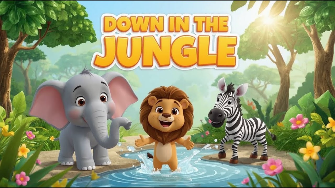 Down In The Jungle | English Nursery Rhyme For Children | Kids Song | Rhyme With Lyrics For Kids