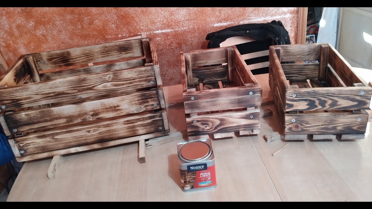 fabrication d'étagères type caisse à fruit en bois de palette