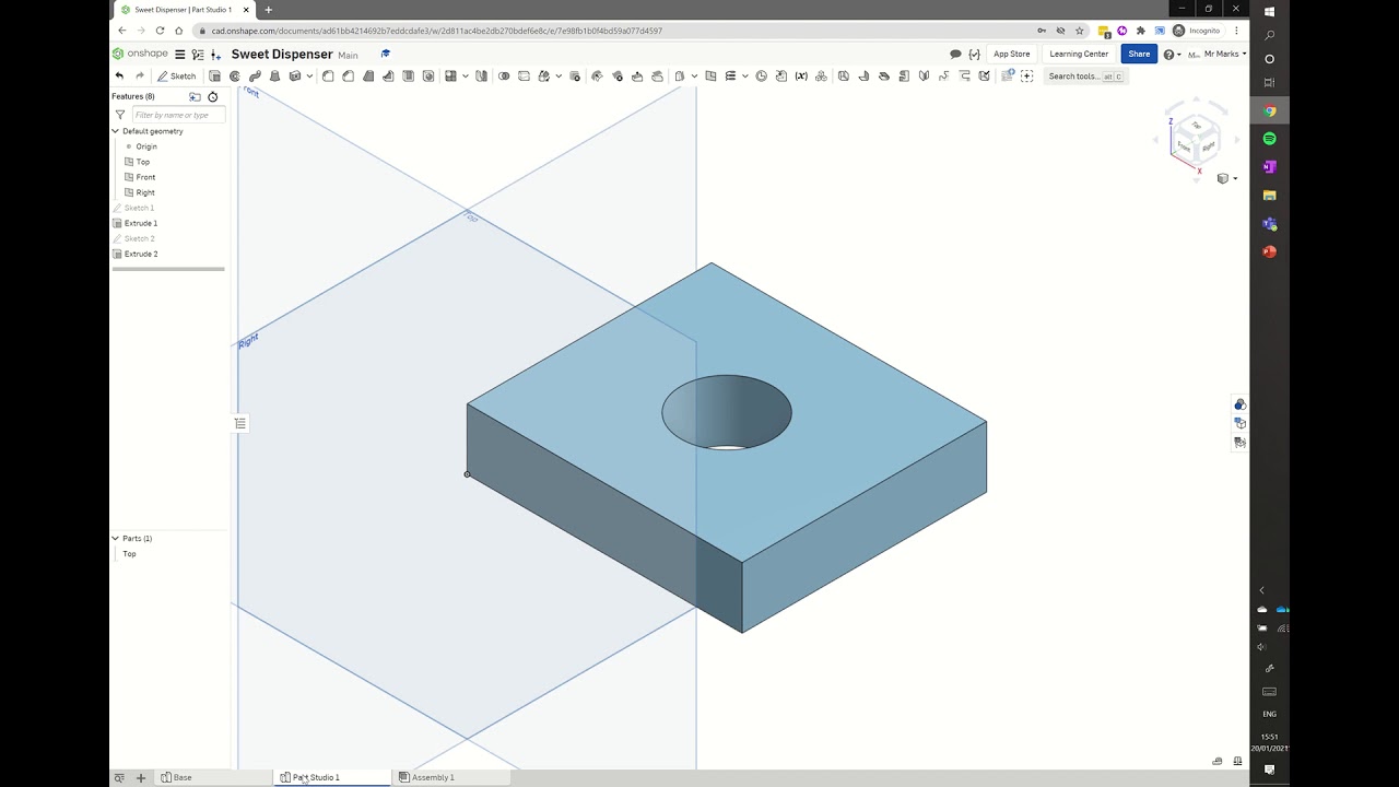 2 - Onshape CAD Tutorial - Sweet Dispenser Top and Sides