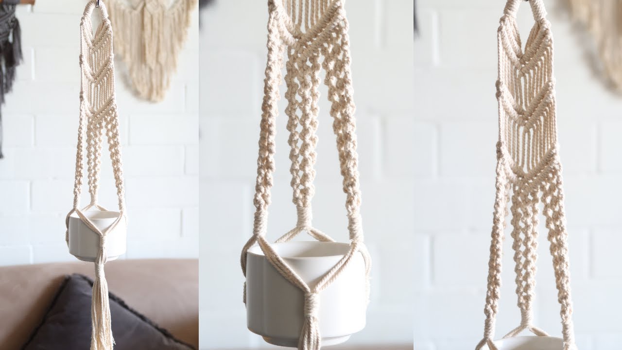 DIY: Cute macrame plant hanger | No ring macrame plant hanger | Macrame plant hanger tutorial