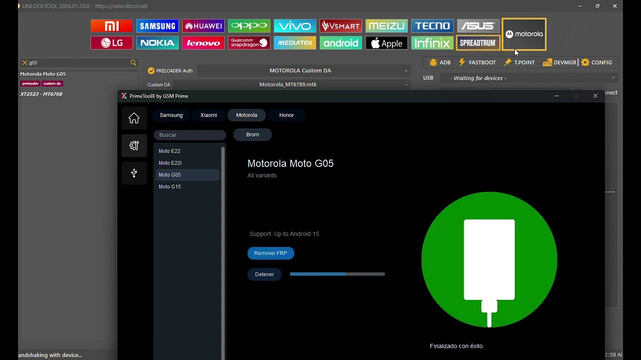 Motorola g05 frp by unlocktool