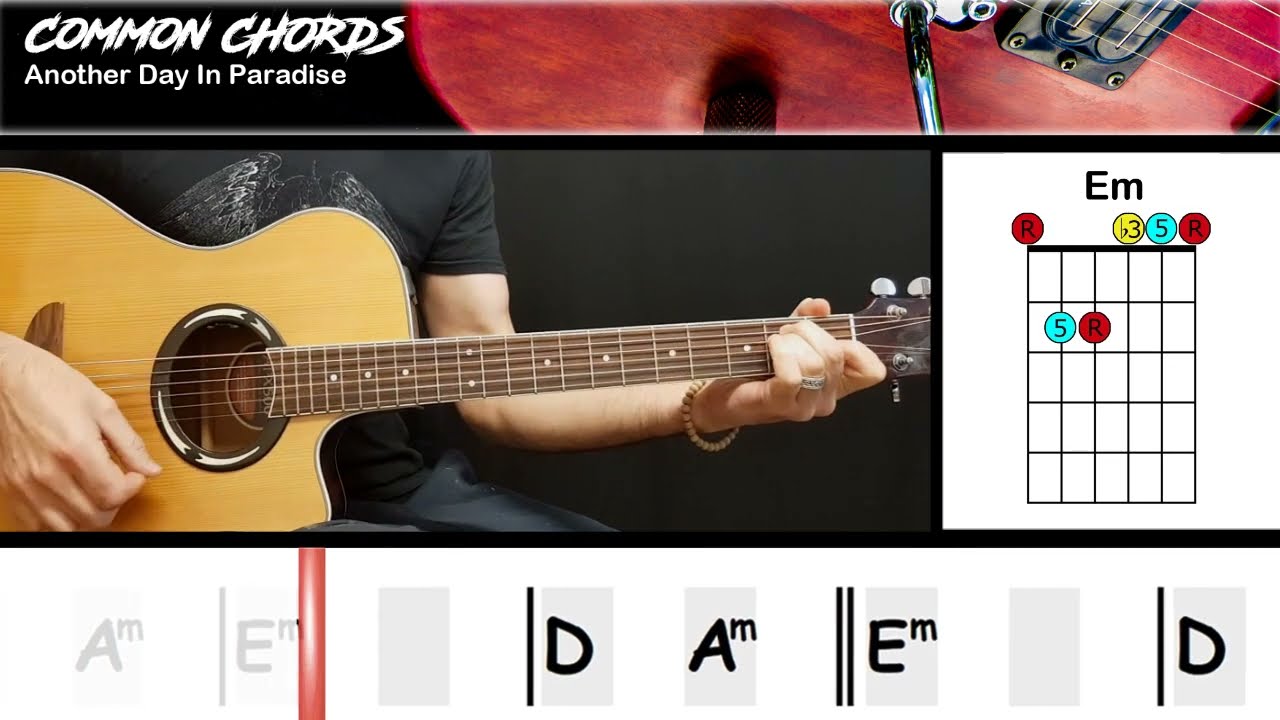 Another Day In Paradise (ver1) - Phil Collins | EASY GUITAR LESSON | Scrolling Chords & Lyrics