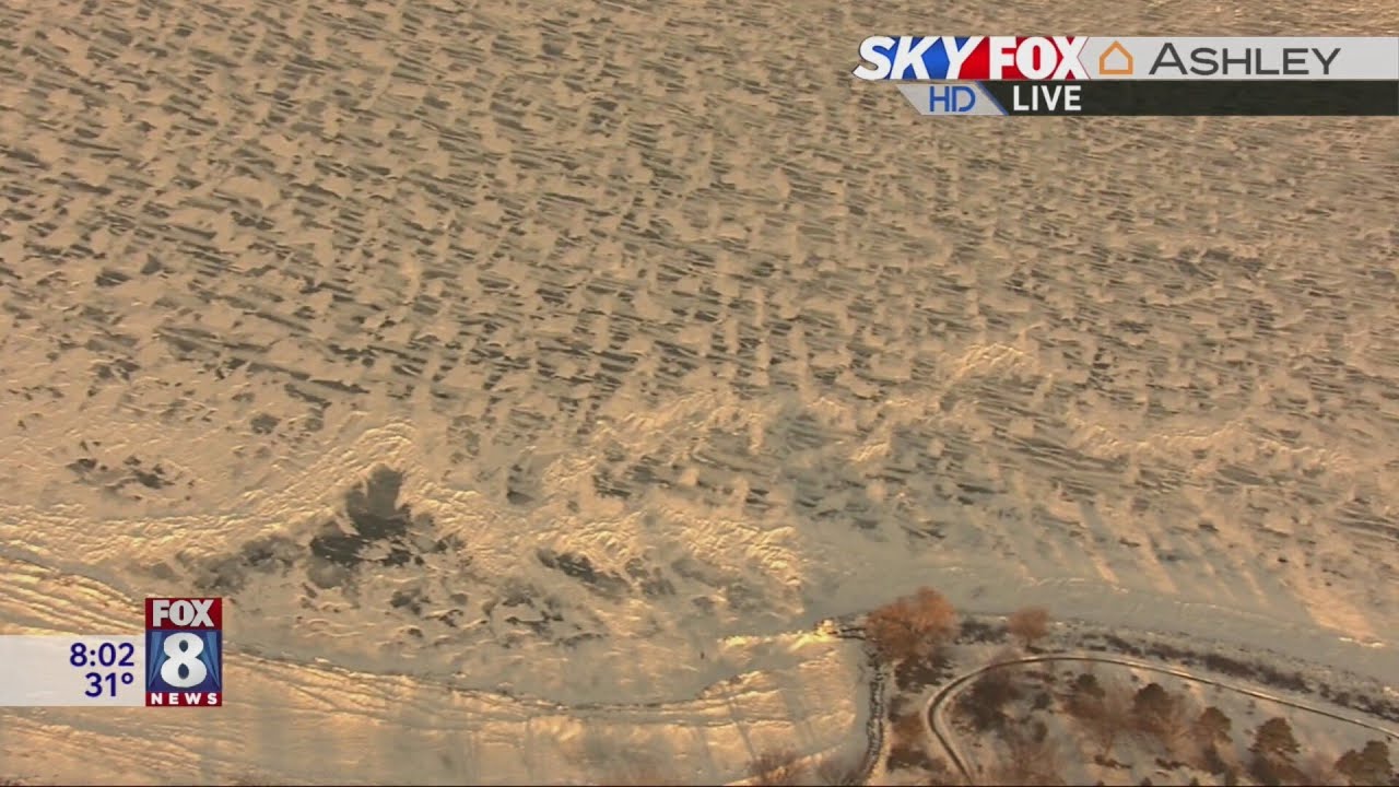 SkyFOX view over icy Lake Erie