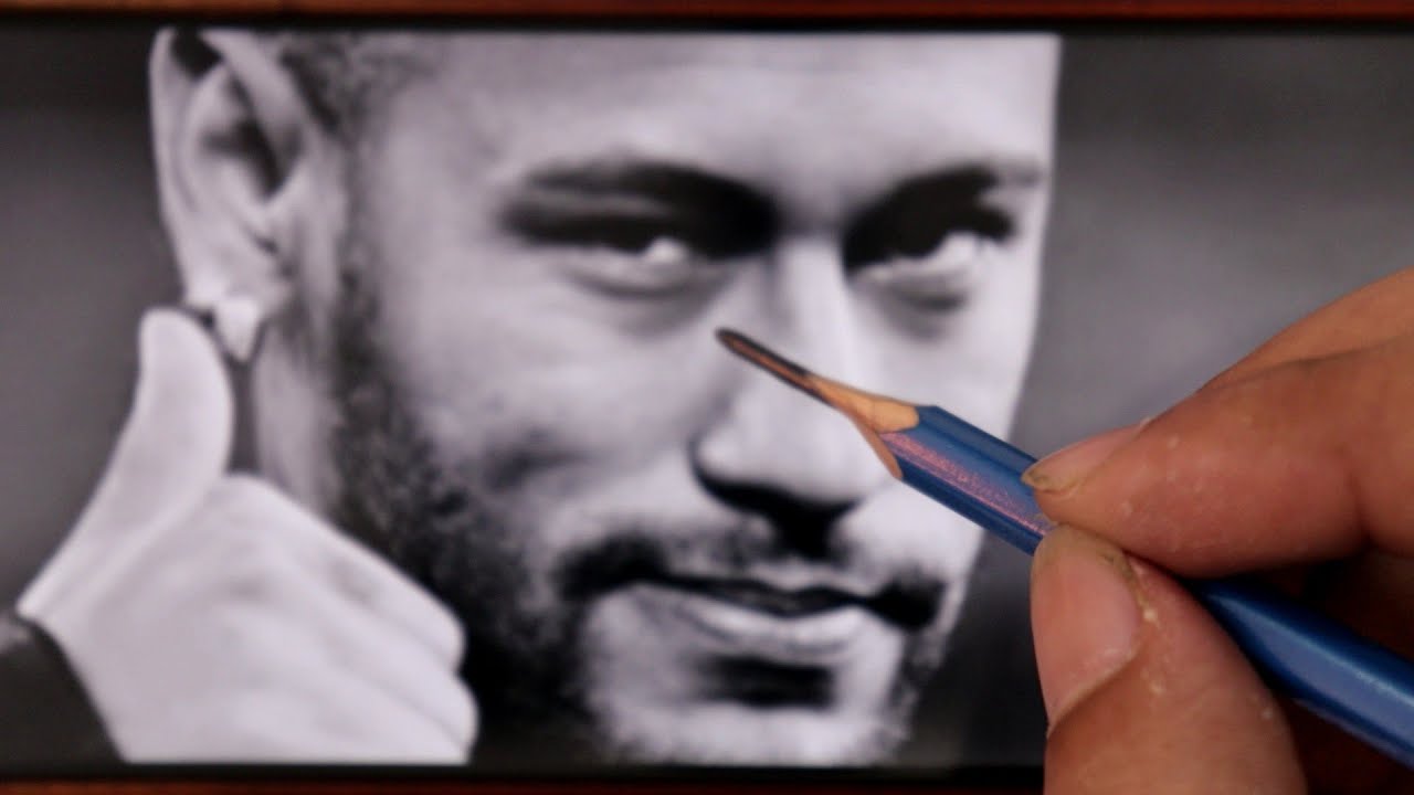 تعلم رسم اللاعب البرازيلي نيمار خطوة بخطوة - رسم اليد والشعر باقلام الرصاص