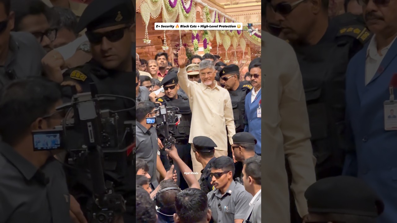 Z+ Security 🔥 Black Cats + High-Level Protection 😳 Cm Chandrababu Naidu at Grand Wedding #security