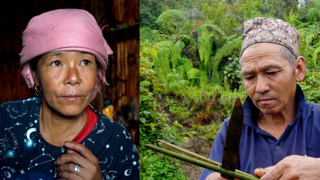 jungle man's wife cooks for him & jungle man works on his duty || family in the jungle