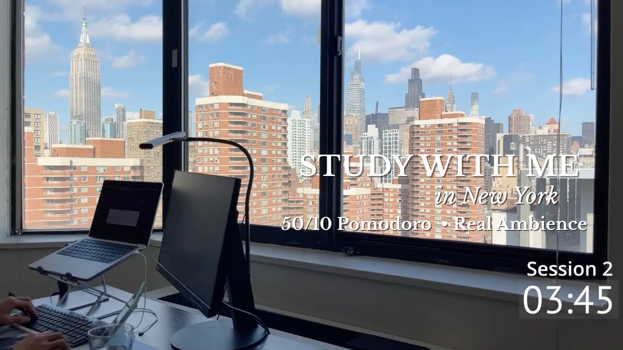 🩺9 Hour Study With Me LIVE in New York | 50/10 Pomodoro | Real Background Noise