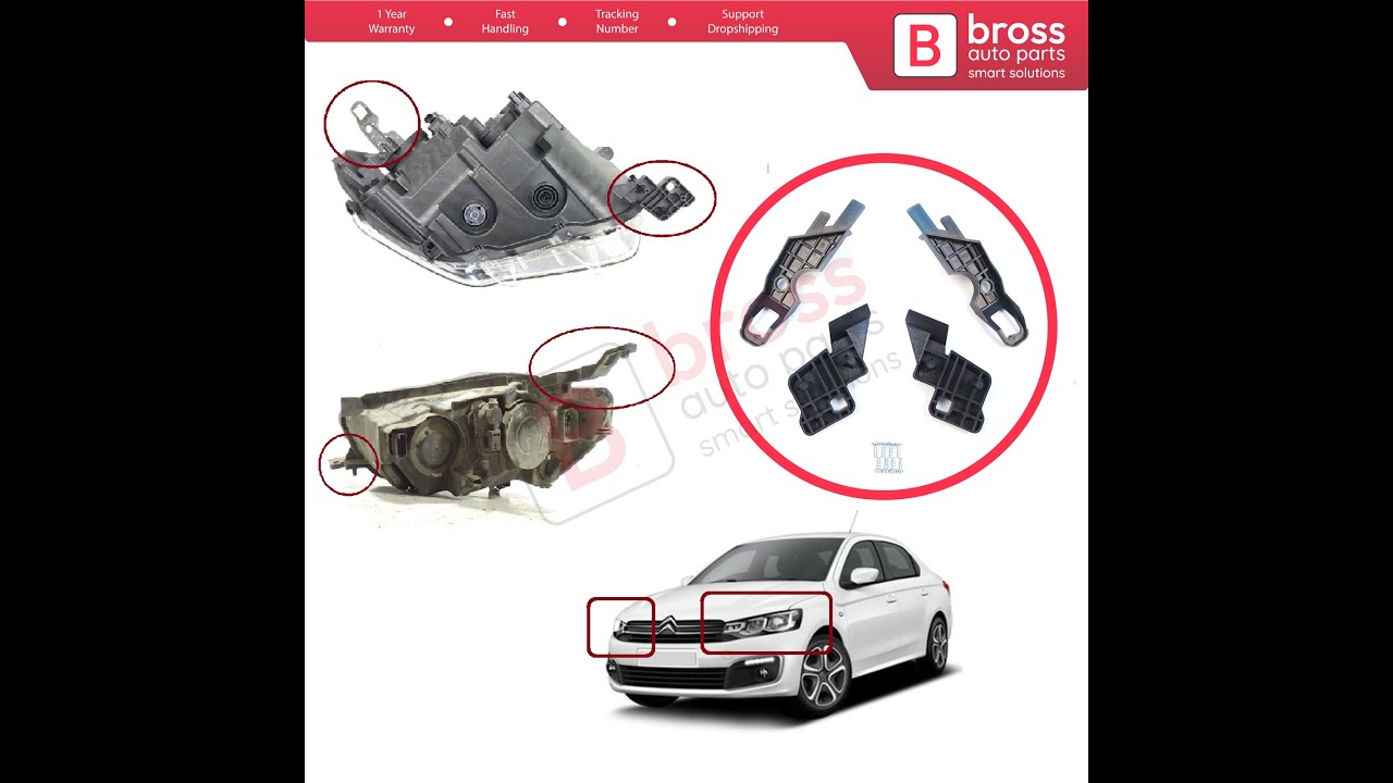 BHL536+BHL537 Headlight Holder Mount Repair Bracket Tab Left Right for Citroen C-Elysee 2012-2017