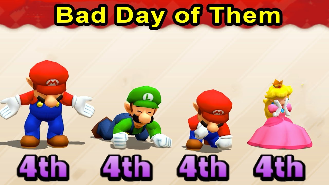 Mario Party The Top 100 - Bad Day of Mario Peach and Luigi vs Their Friends