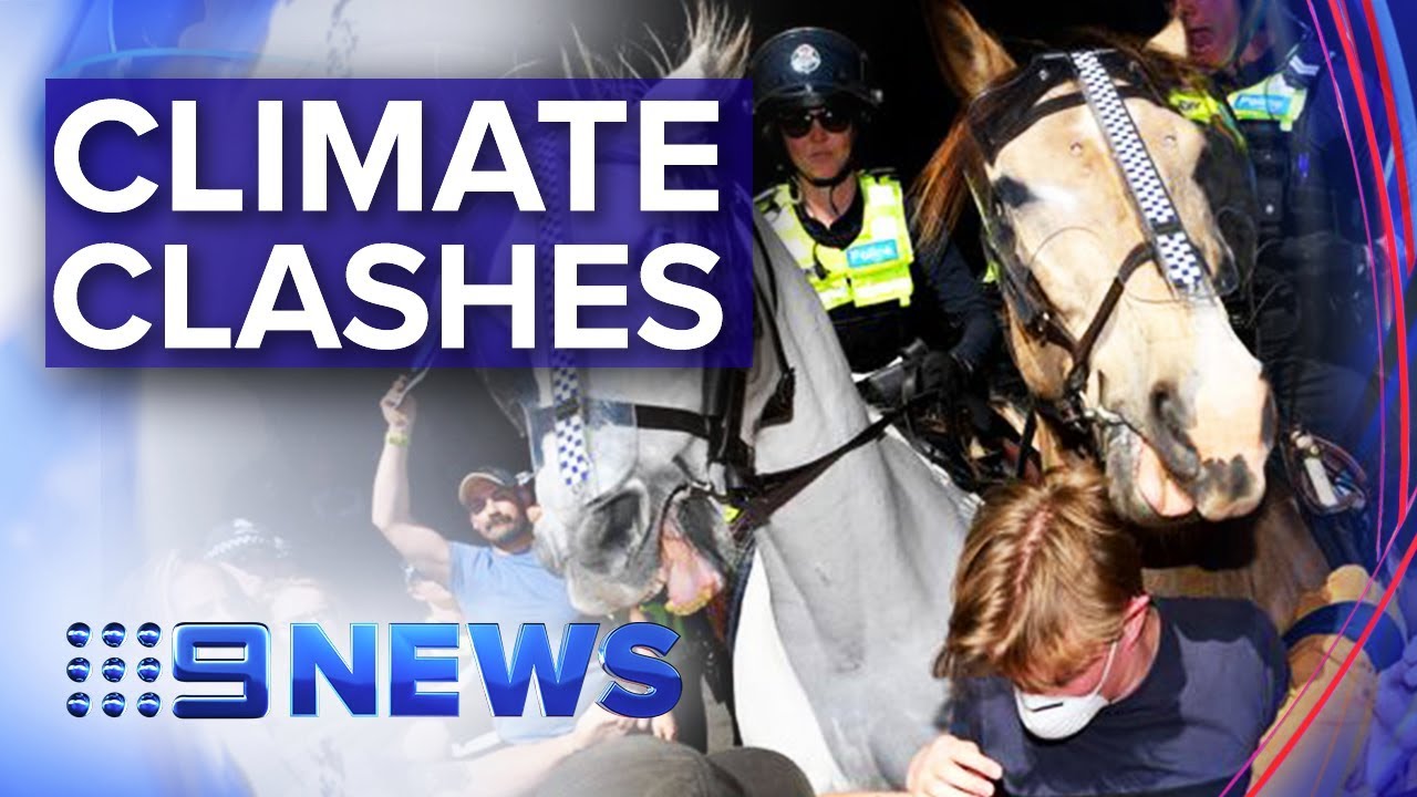 Violence erupts outside Melbourne mining conference | Nine News Australia