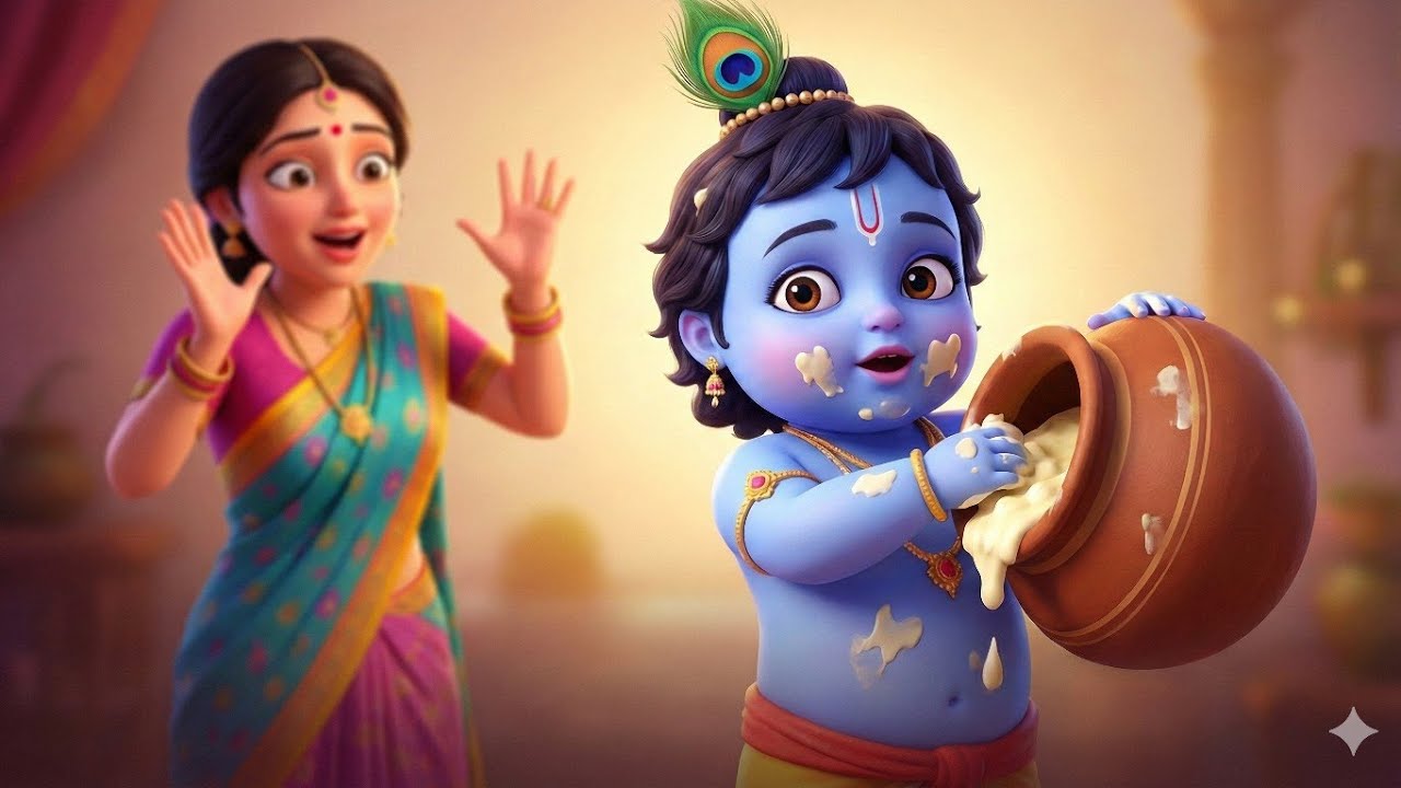 नन्हे कान्हा की माखन चोरी लीला | Krishna Butter Leela in Gokul | Krishna Toons 