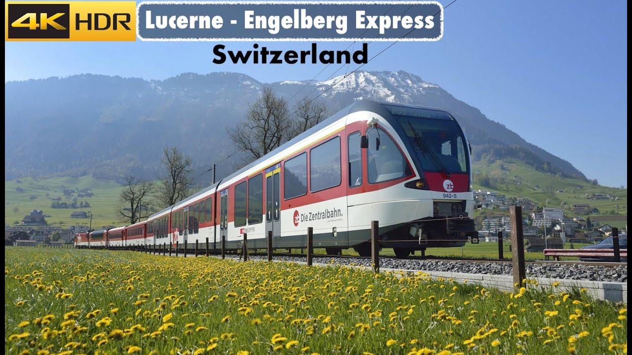 4k Lucerne - Engelberg Express Switzerland - Beautiful train journey before Mt Titlis | 4k 60fps HDR