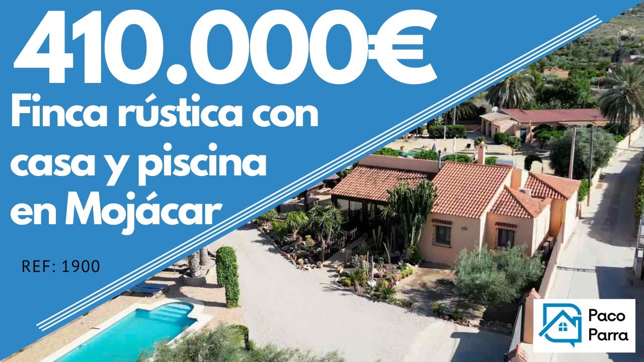 🏡Property with big garden and pool in Mojácar, ideal for relaxing near the beach. Price: 410.000€