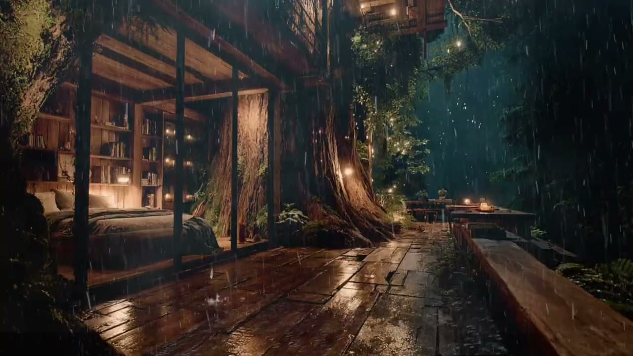 Gentle Rain on Glass for Deep Sleep 🌙 Cozy Night Window Ambience