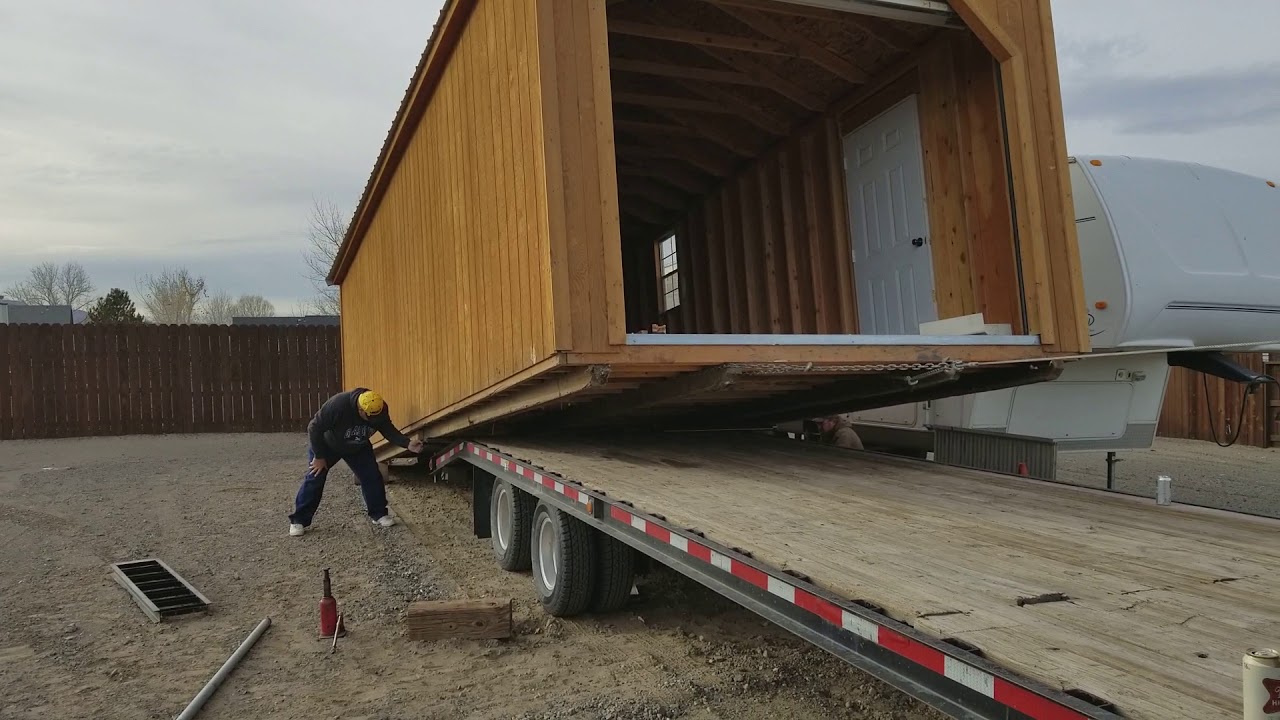Loading a shed with a winch.