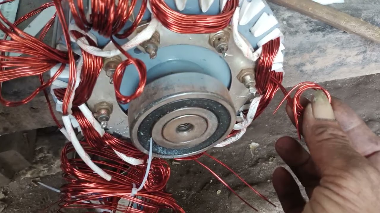 tutorial gulung rotor exciter 40kva dari awal sampai finishing (120 derajat)