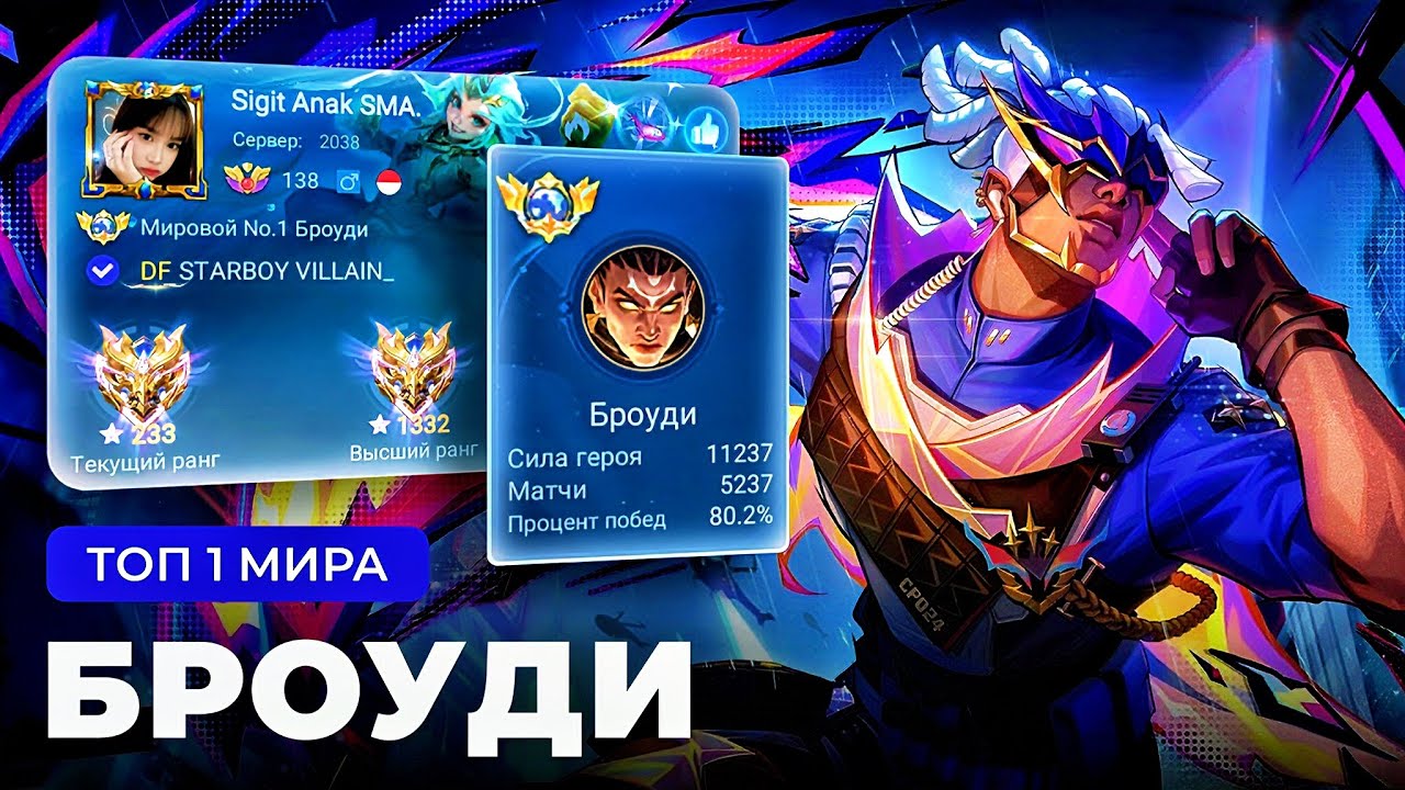 КАК ИГРАЕТ ТОП 1 МИРА БРОУДИ / MOBILE LEGENDS 