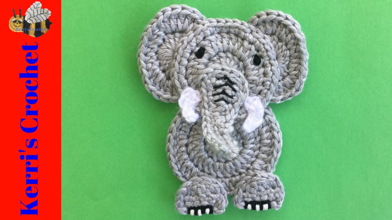 Вязание крючком Easy Elephant Tutorial - Учебное пособие по вязанию крючком аппликации