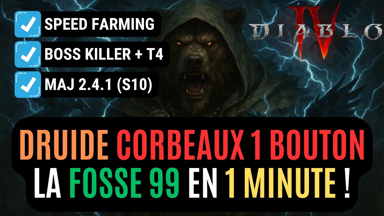 Le Meilleur Build Druide Corbeaux De Speed Farming En Saison 10 Avec Un Seul Bouton En Fosse !