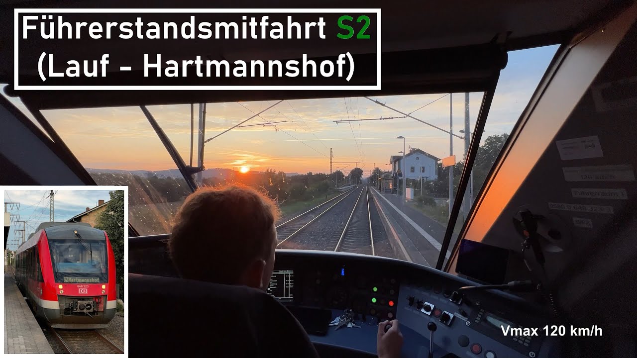 Führerstandsmitfahrt S2 (Lauf  links der Pegnitz - Hartmannshof und zurück) BR648