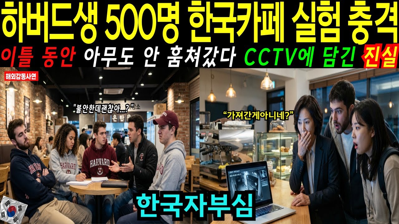 [해외감동사연] 하버드생 500명 한국 수학여행 와서 카페 가방 48시간 실험, CCTV 결과에 발칵, 미국 전역 술렁