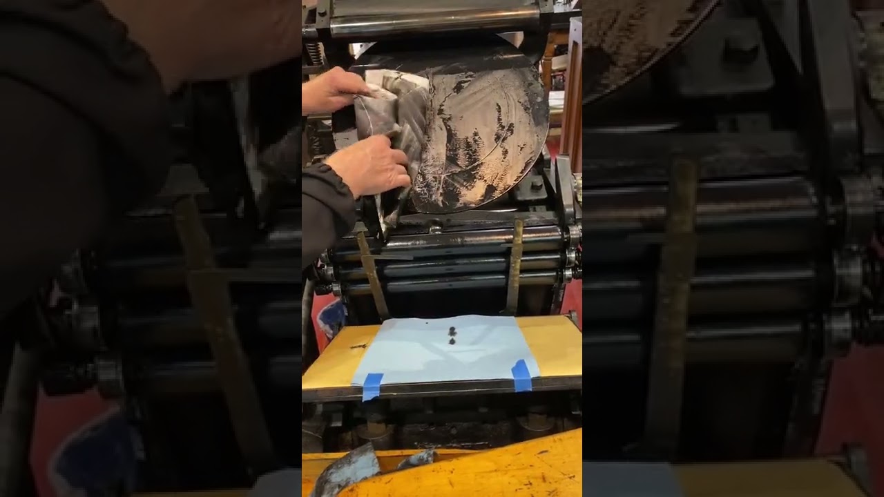 Cleaning our 10x15 Chandler & Price jobbing press after a press run