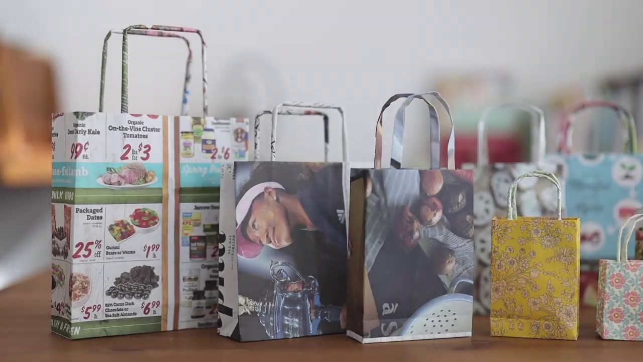 かんたんかわいい！手さげ袋の作り方（基本編） Introducing how to craft cute totes from newspapers and ads.