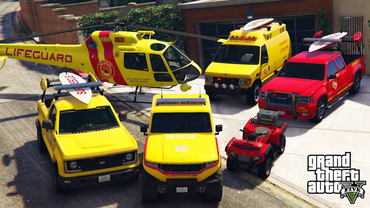 GTA 5 - Stealing Los Santos Lifeguard Vehicles With Franklin! | (GTA V Real Life Cars #75)
