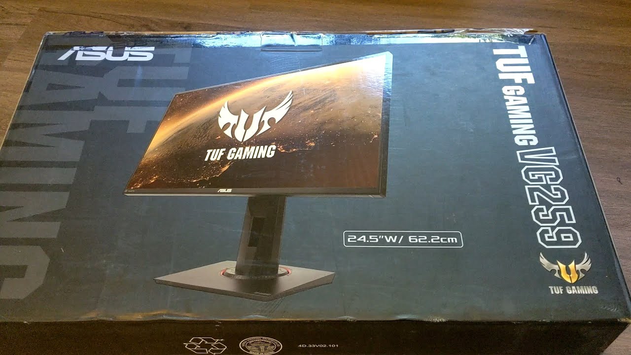 UNBOXING VG259QM then plugging in and checkin out features. ~IPS PANEL GAMING low lag~ ASUS TUF