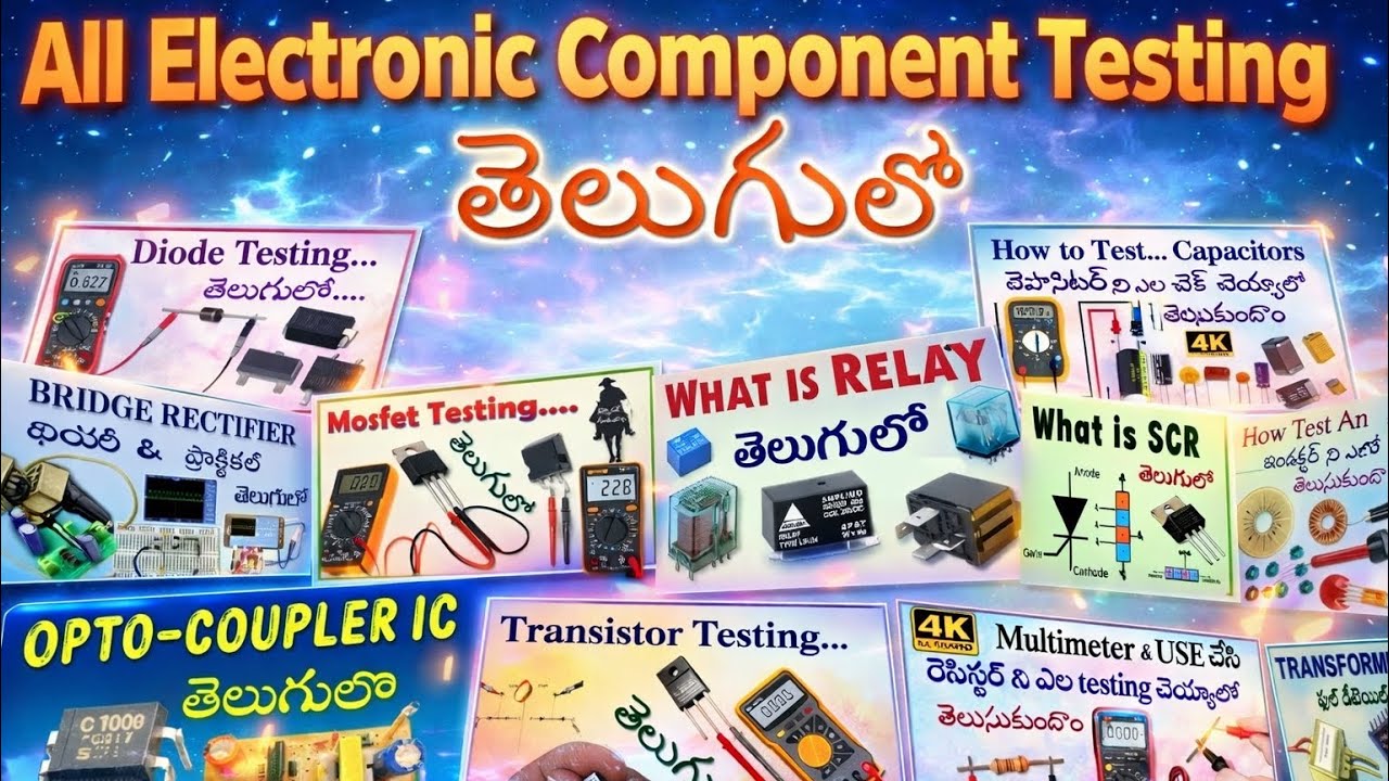 All Electronic Component Testing in Telugu || Basic Electronics in Telugu