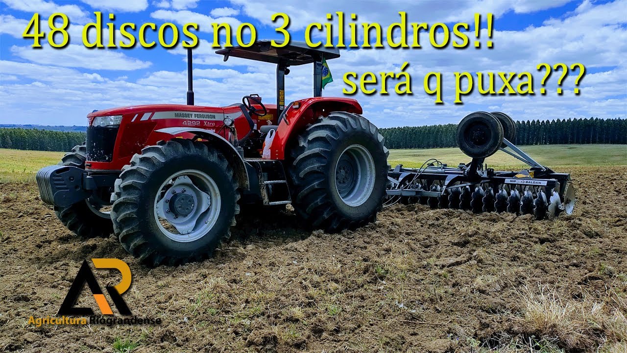 MASSEY 4292 / 3 CILINDROS ARRASTANDO 48 DISCOS, SERÁ Q VAI??