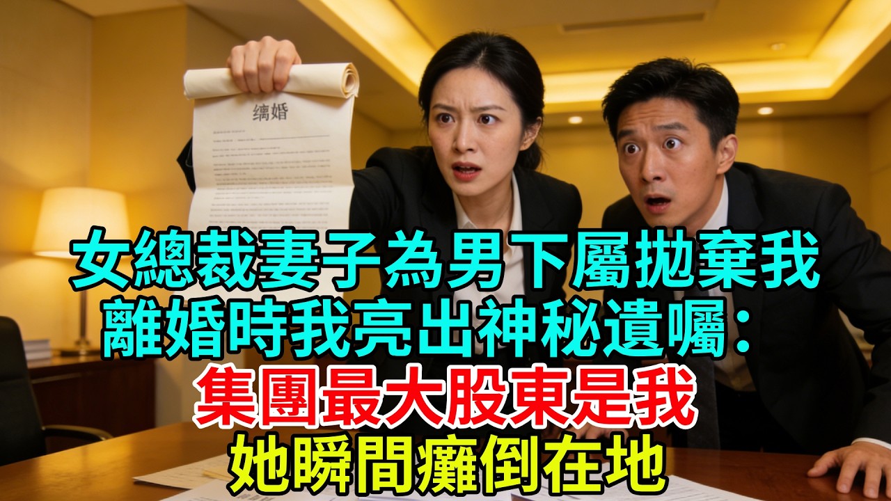 女總裁妻子為男下屬拋棄我，離婚時我亮出神祕遺囑：集團最大股東是我，她瞬間癱倒在地#故事頻道#故事#情感故事