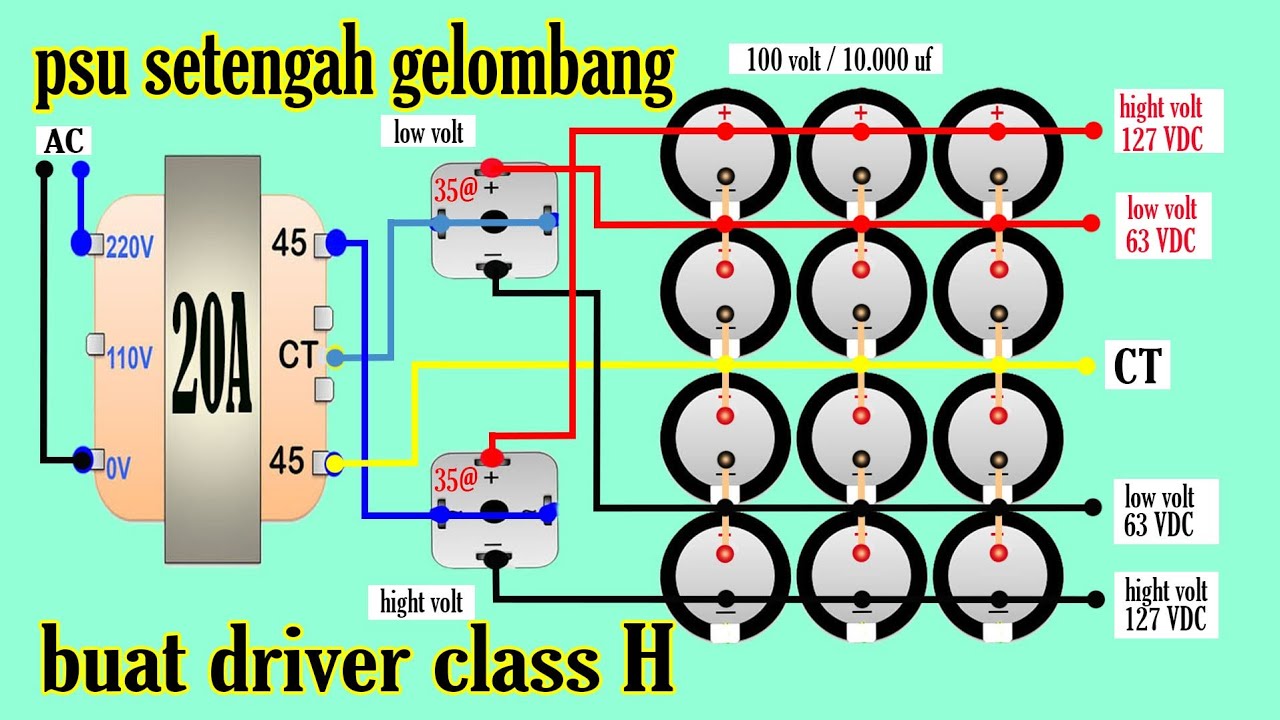 cara membuat PSU class H dengan 1 trafo