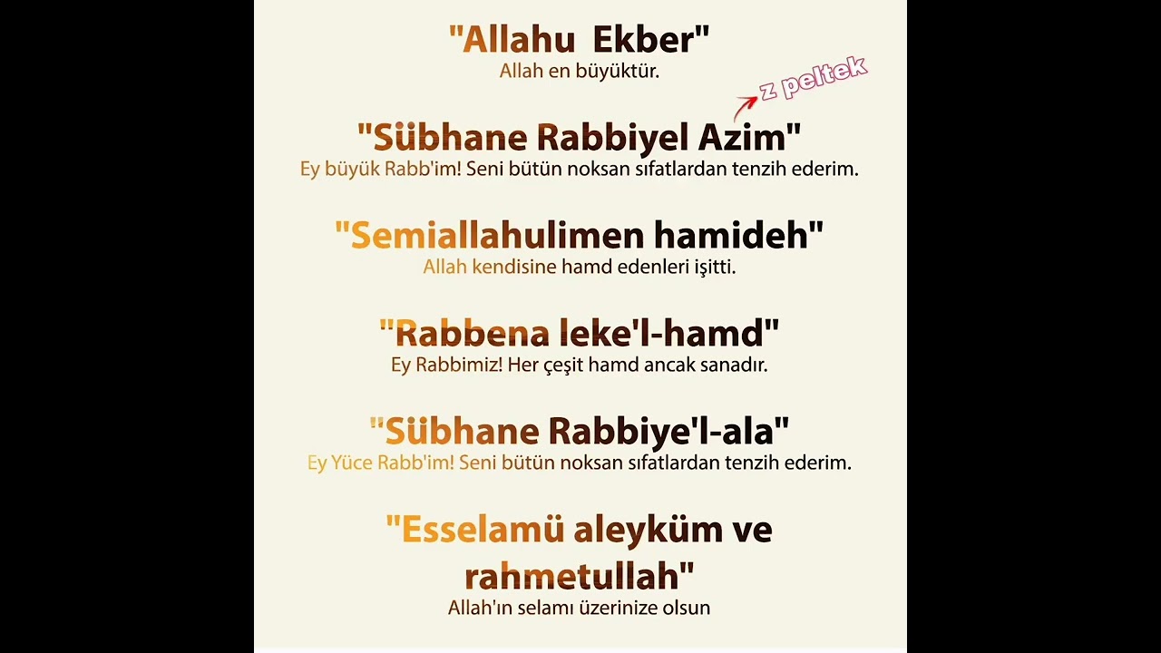 Namaz içinde okunan Tesbihler ve Anlamları