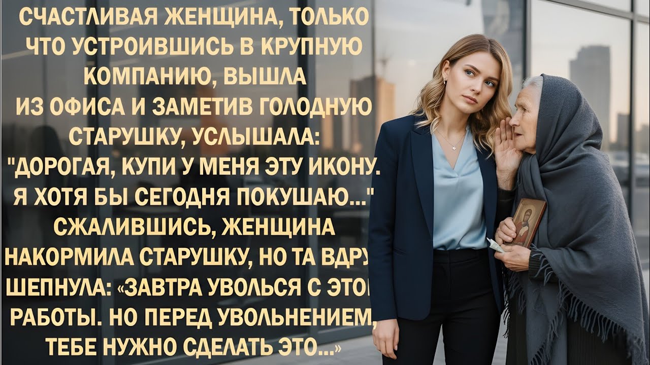 Счастливая женщина, только что устроившись в крупную компанию, вышла из офиса и заметив...