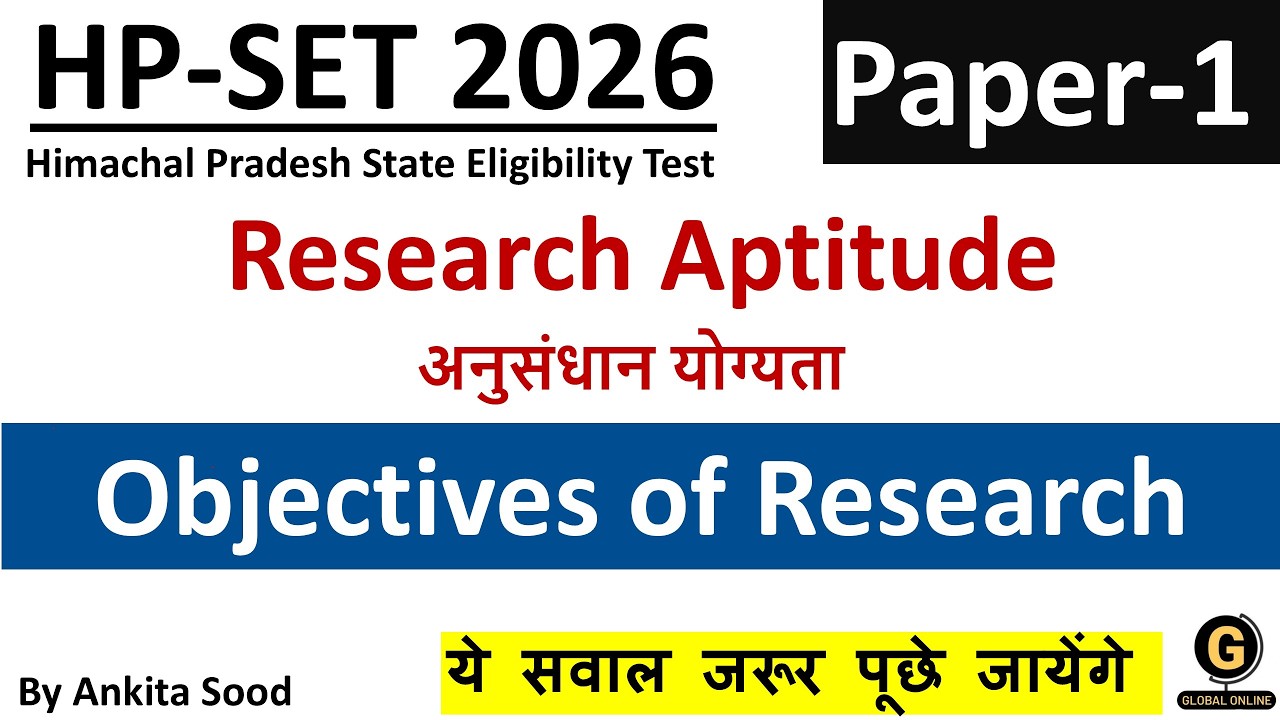 Objectives of Research | Research Aptitude | HPSET Paper 1 2026 Preparation