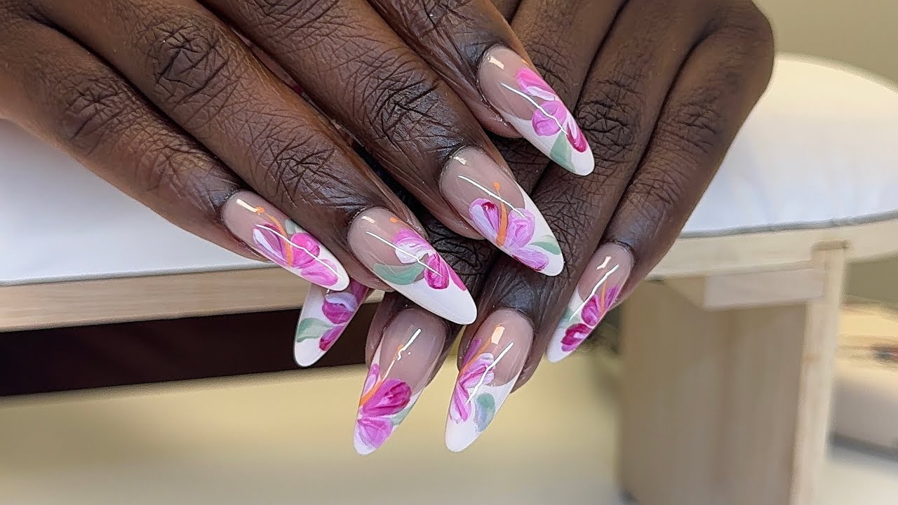 Gel-x Fullset | Spring Floral Nail Design | Almond Nail Shape | Nails Start To Finish