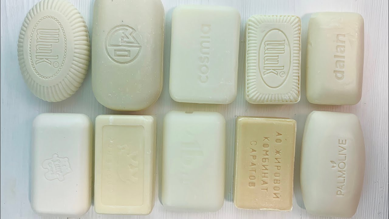 CUTTING WHITE SOAP/ ASMR SOAP/ Crunchy sound/ Satisfying video/ Soap carving/ no talking