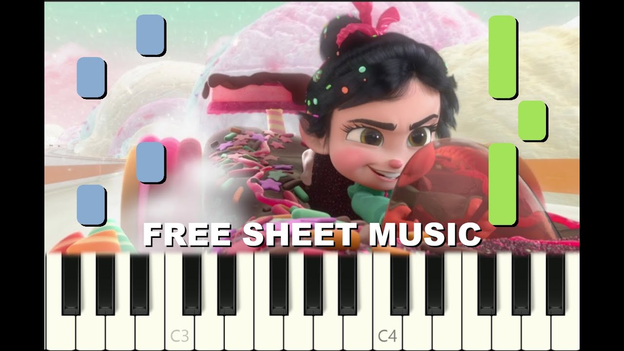 SUGAR RUSH from Wreck-it Ralph, Disney, Piano Tutorial with free Sheet Music (pdf)