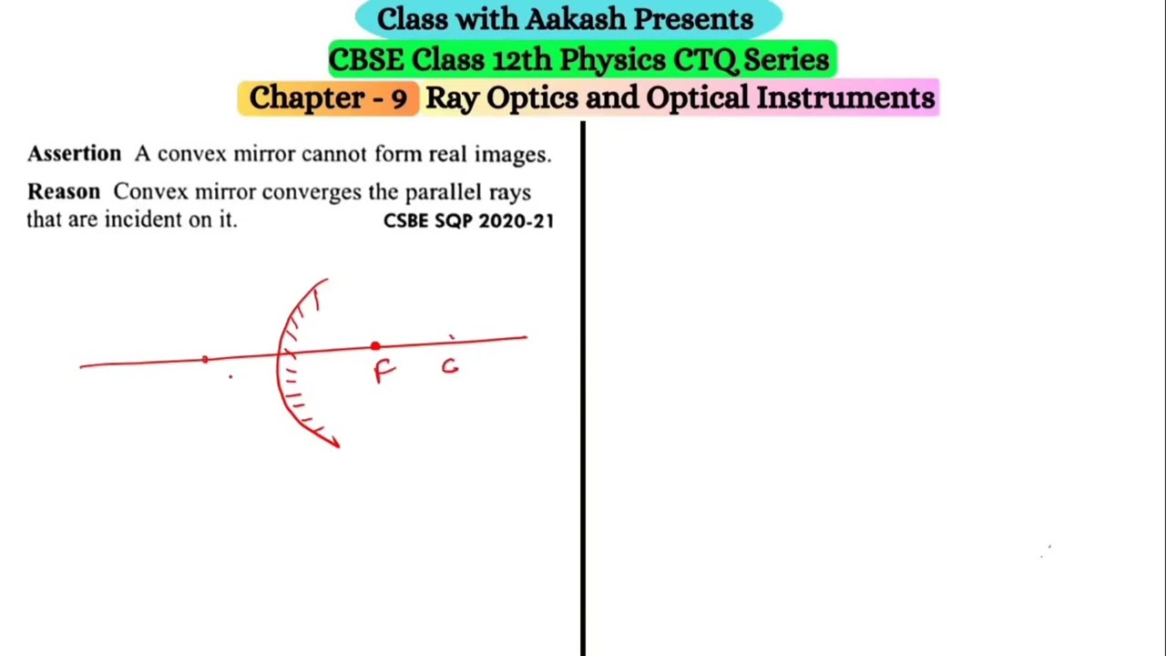 Assertion A Convex mirror cannot form real images. Reason Convex mirror converges the parallel rays