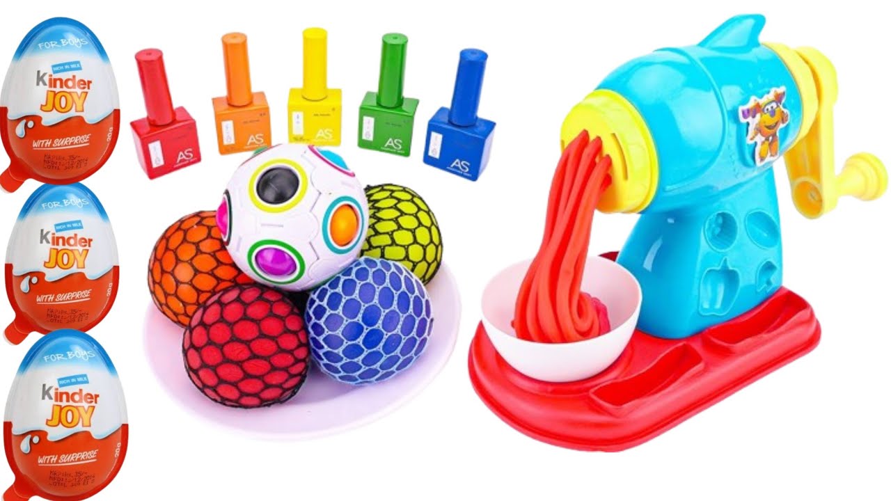 Satisfying Video l How To Make Rainbow Noddles with Stress Balls & Nail Polish Cutting ASMR Sound