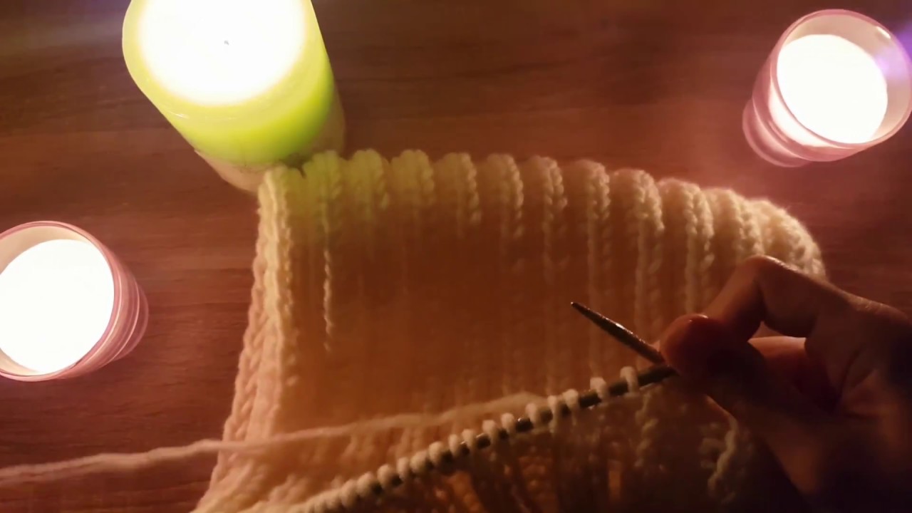 ASMR ktitting, sound of knitting needles, asmr visual, candles