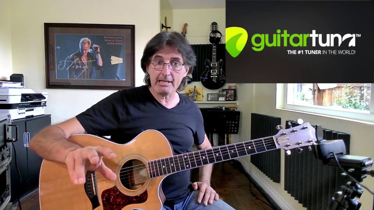 Tuning Your Guitar using the GuitarTuna app.
